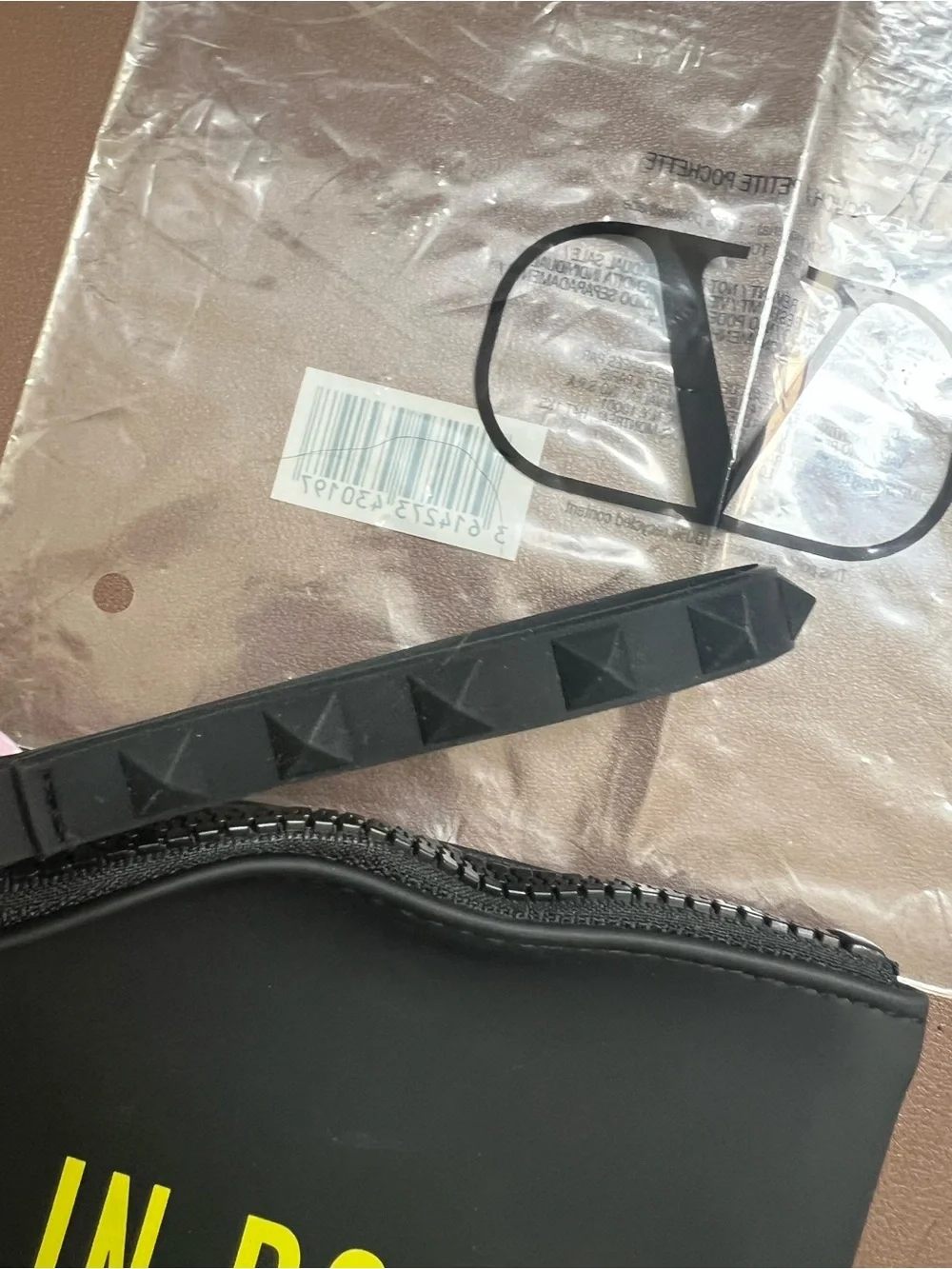 Valentino Black Pouch with Studded Strap and Bundle of Makeup Brushes
